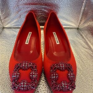 Manolo Blahnik Red Embellished Women's Shoes - NWT